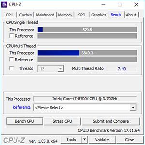 CPU-Zベンチマーク結果