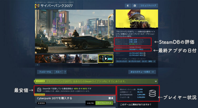 SteamDB 拡張機能