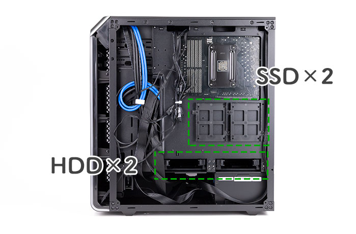 SSDとHDDの増設箇所